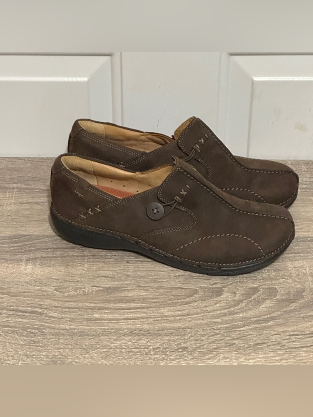 Clarks Unstructured Brown Leather Slip-On Comfort Shoes Women's Size 8.5‎ M